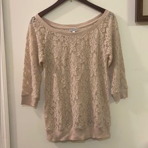 Tan lace Express sweater size S